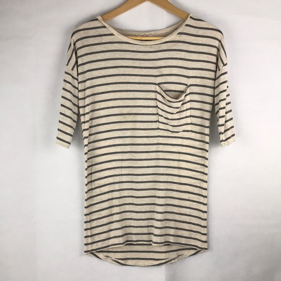 Pink Rose Tops - 3/$25 PINK ROSE Stripe Tee Top size SMALL